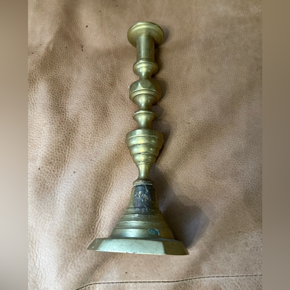 Vintage Candle Holder Mid Century 12" Column Brass Candlestick - Picture 5 of 8